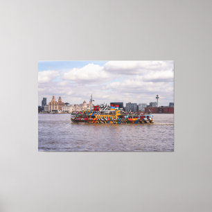 Liverpool Skyline And Mersey Ferry Poster Canvas Print