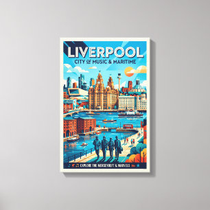 Liverpool Travel Poster Canvas Print
