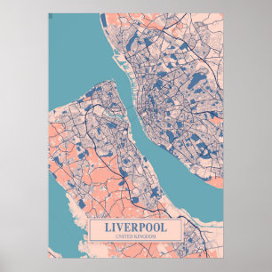 Liverpool - United Kingdom Breezy City Map  Poster