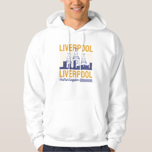 Liverpool United Kingdom Retro Skyline Typography Hoodie