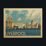 Liverpool Vintage Travel Postcard<br><div class="desc">Liverpool design in Vintage Travel style featuring the Royal Liver building on the River Mersey for this English United Kingdom scene.</div>