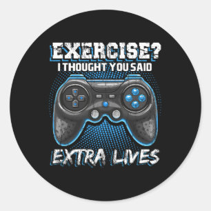 Lives Funny Video Game Controller Retro Gamer Boys Classic Round Sticker
