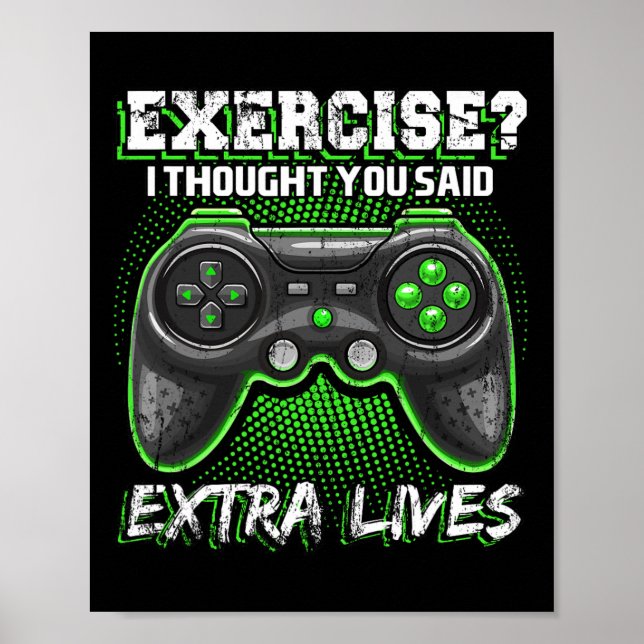 Lives Funny Video Game Controller Retro Gamer Boys Poster (Front)