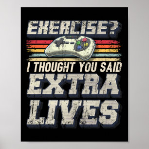 Lives Funny Video Game Controller Retro Gamer Boys Poster
