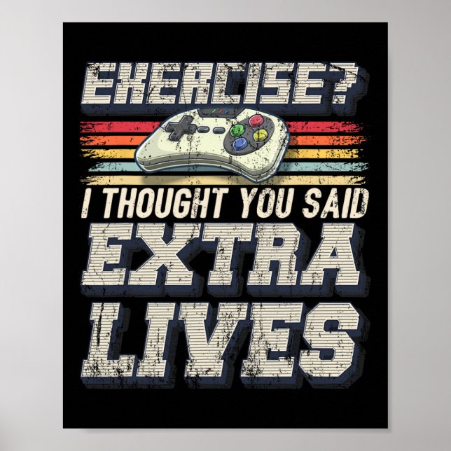 Lives Funny Video Game Controller Retro Gamer Boys Poster (Front)