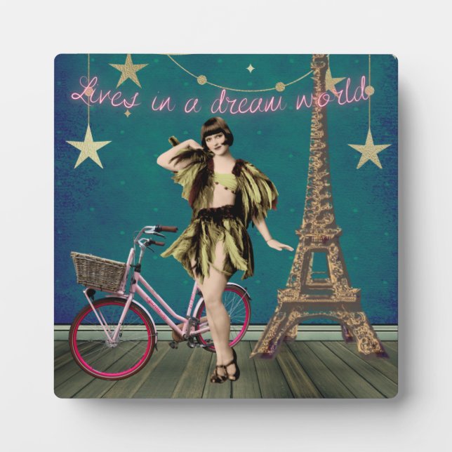 Lives In A Dream World Funky Altered Art  Plaque (Front)