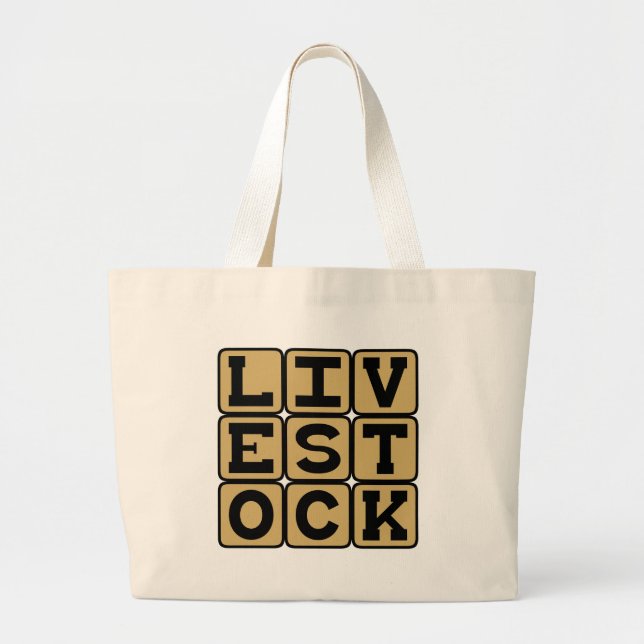 Livestock, Cattle Large Tote Bag (Front)