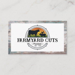 Livestock Farm Wood Border Business Card