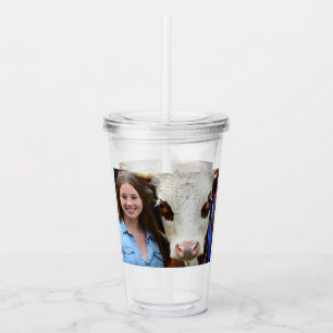 Livestock Show Cow Photo Customize Acrylic Tumbler