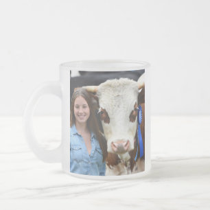 Livestock Show Cow Photo Customize Frosted Glass Coffee Mug