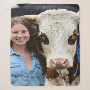 Livestock Show Cow Photo Customize Sherpa Blanket