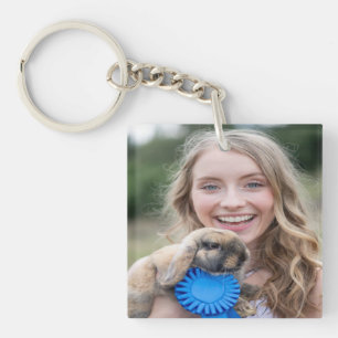 Livestock Show Rabbit Photo Customize Key Ring