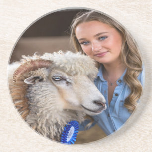 Livestock Show Sheep Photo Customize Coaster