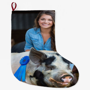 Livestock Show Swine Photo Customize Large Christmas Stocking