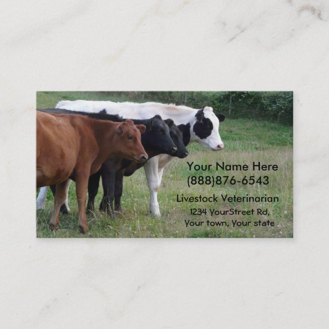 Livestock Veterinarian or Cattle Services Card (Front)