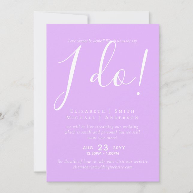 Livestreaming Wedding Invites - Watch Us Say I Do! (Front)