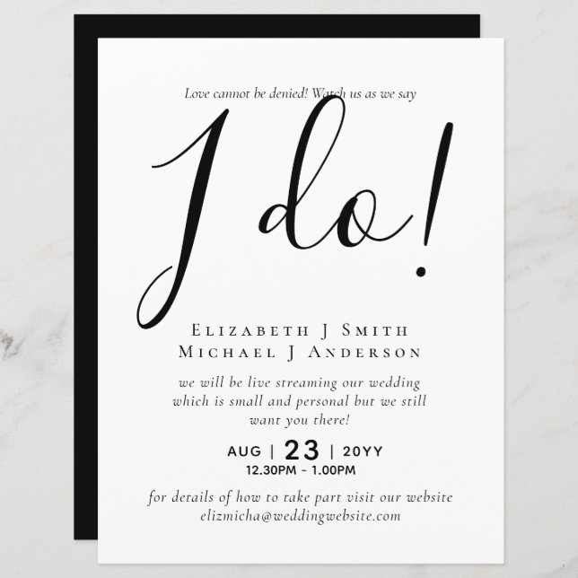 Livestreaming Wedding Invites - Watch Us Say I Do! (Front/Back)