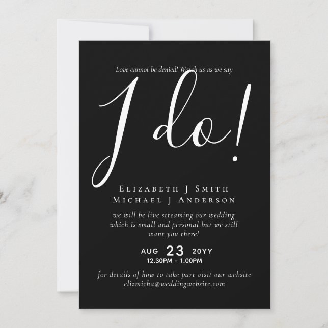Livestreaming Wedding Invites - Watch Us Say I Do! (Front)