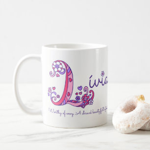 Lívia name meaning heart flower L monogram mug