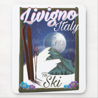 Livigno Italy ski travel poster Mouse Mat