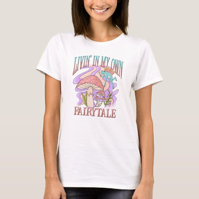 Livin’ In My Own Fairytale – Frog & Mushroom T-Shirt (Front)