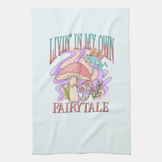 Livin’ In My Own Fairytale – Frog & Mushroom Tea Towel (Vertical)