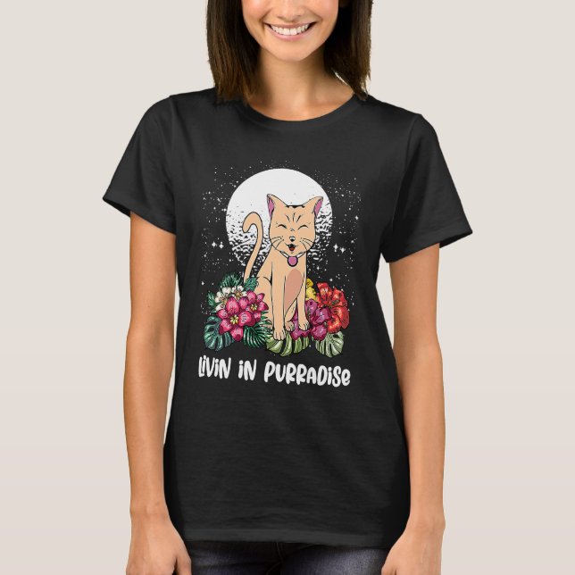 Livin in Purradise Cat  Hobby Kitten Pastime Cat M T-Shirt (Front)
