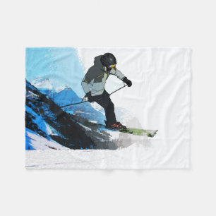 Livin' It! - Downhill Skier  Fleece Blanket