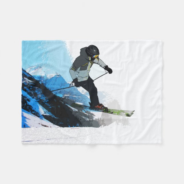 Livin' It! - Downhill Skier  Fleece Blanket (Front (Horizontal))