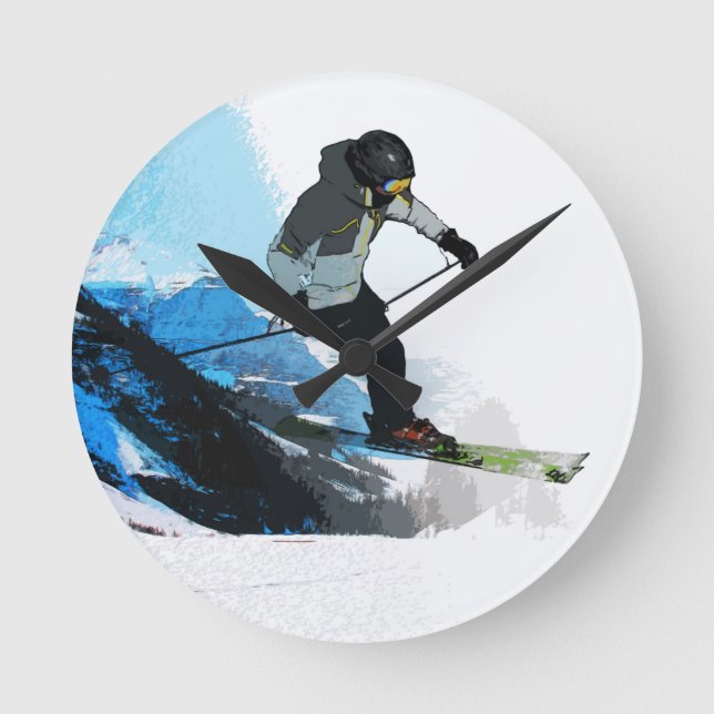 Livin' It! - Downhill Skier Round Clock (Front)