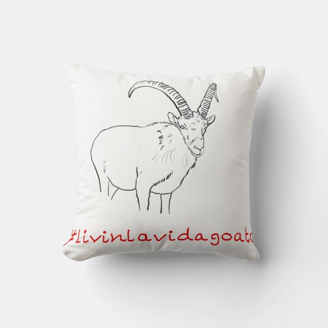 Livin La Vida Goata Funny Goat Animal Art Drawing Cushion (Front)