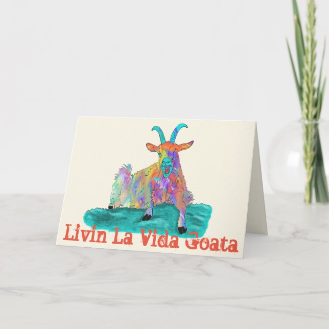 Livin La Vida Goata Funny Screaming Goat Design Card (Front)