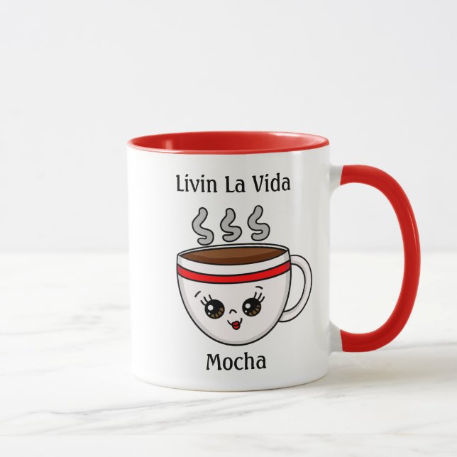 Livin La Vida Mocha Kawaii Cartoon Coffee Cup (Right)