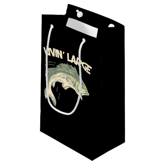 Livin large largemouth bass fishing small gift bag (Front Angled)