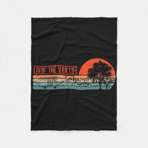 Livin That Van Life Retro Camper Camping Van Fleece Blanket