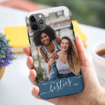 Livin the Besties Life Quote Blue Friends Photo Case-Mate iPhone Case<br><div class="desc">Custom bff photo iPhone Case. The photo template is set up for you to add your own picture of you and your best friend(s) - which is displayed in portrait format. The design is lettered with the quote "livin the besties life" in elegant handwritten script and modern typography. It has...</div>