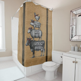 Livin The Farm Life Burlap Styled Shower Curtain
