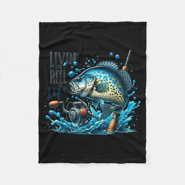 Livin' The Reel Life Crape Fishing Lovers Fisherma Fleece Blanket (Front)