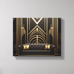 Living 1 Stretched Art Deco Canvas Print