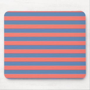 Lıving Coral and Pacific blue Horizontal Lines Mouse Mat