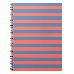 Lıving Coral and Pacific blue Horizontal Lines Notebook