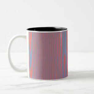 Living Coral And Pacific Blue Pınstripe Pattern.jp Two-Tone Coffee Mug