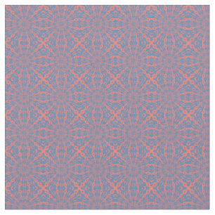 Living Coral And Pacific Blue Shapes Pattern Fabric