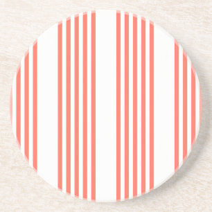 Living coral and white five stripes pattern coaster