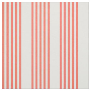 Living coral and white five stripes pattern fabric