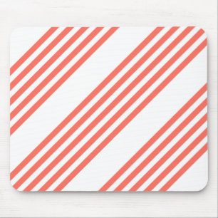 Living coral and white five stripes pattern mouse mat
