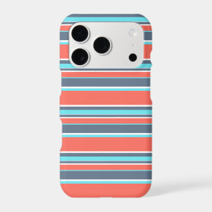 Living coral, blue and grey stripes