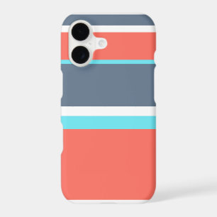 Living coral, blue and grey stripes