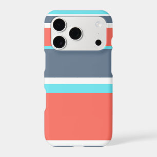 Living coral, blue and grey stripes