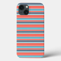 Living coral, blue and grey stripes Case-Mate iPho